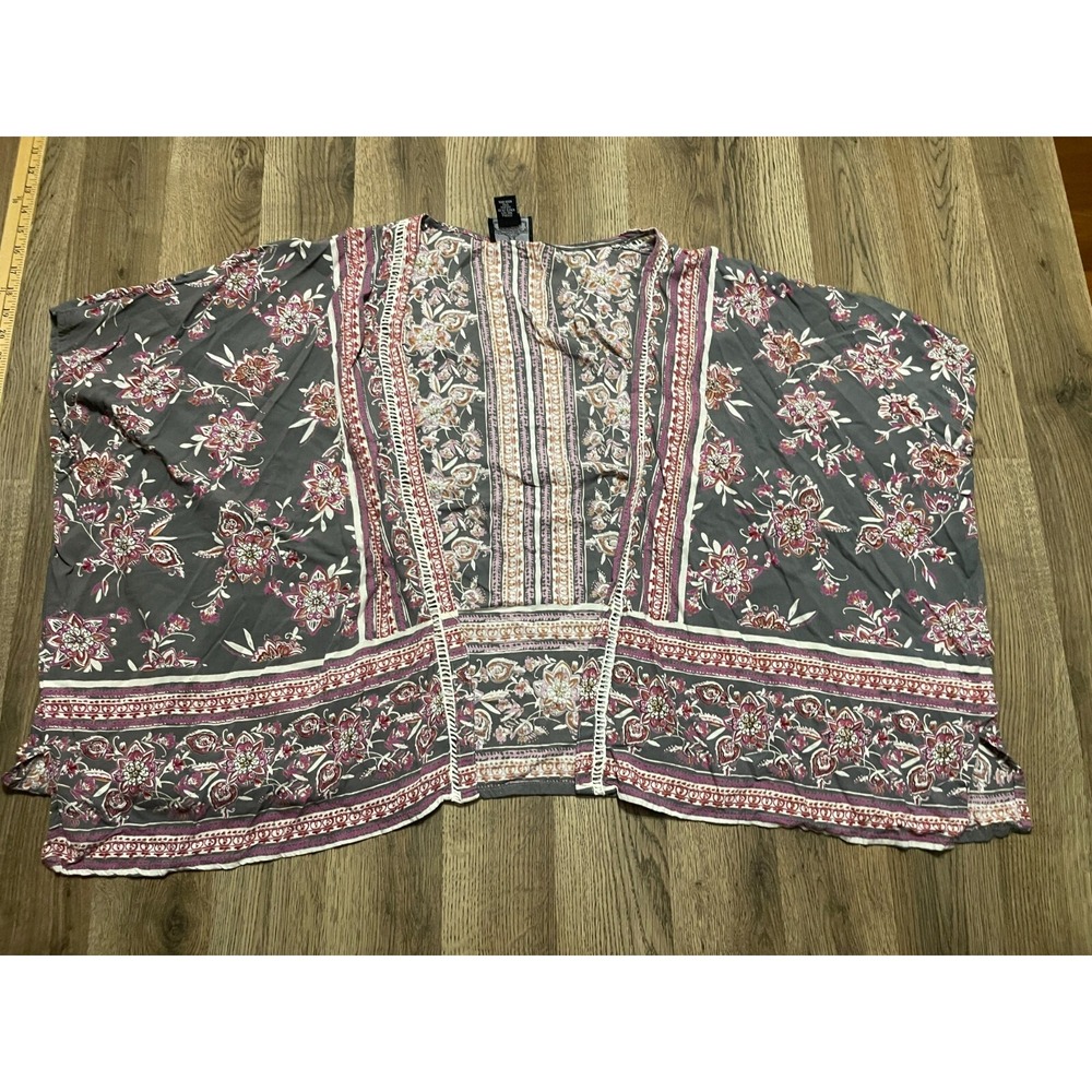 Angie Sweater, Women's Size Small, Gray Pink White, Open Cardigan, Sleeveless
